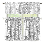Black And White Seahorse Print 3 Piece Kitchen Curtains