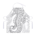 Black And White Seahorse Print Adjustable Apron