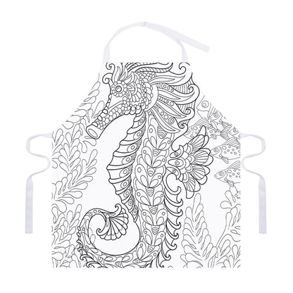 Black And White Seahorse Print Adjustable Apron