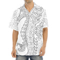 Black And White Seahorse Print Aloha Shirt