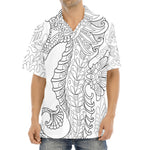 Black And White Seahorse Print Aloha Shirt