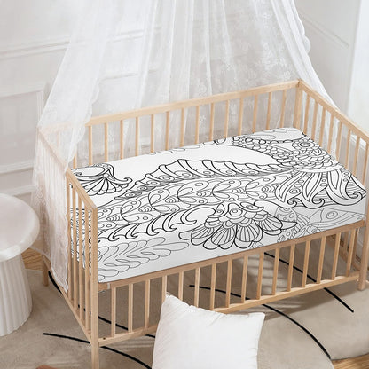Black And White Seahorse Print Baby Crib Sheet
