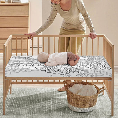 Black And White Seahorse Print Baby Crib Sheet