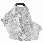 Black And White Seahorse Print Baby Seat Cover