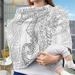 Black And White Seahorse Print Baby Seat Cover