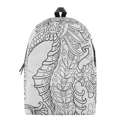 Black And White Seahorse Print Backpack