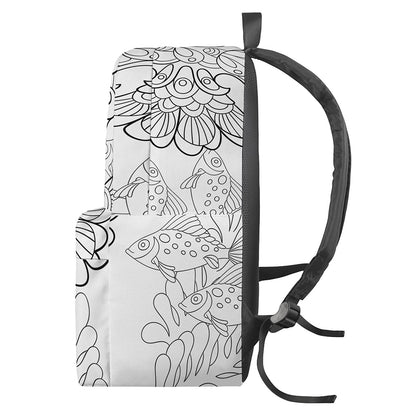 Black And White Seahorse Print Backpack