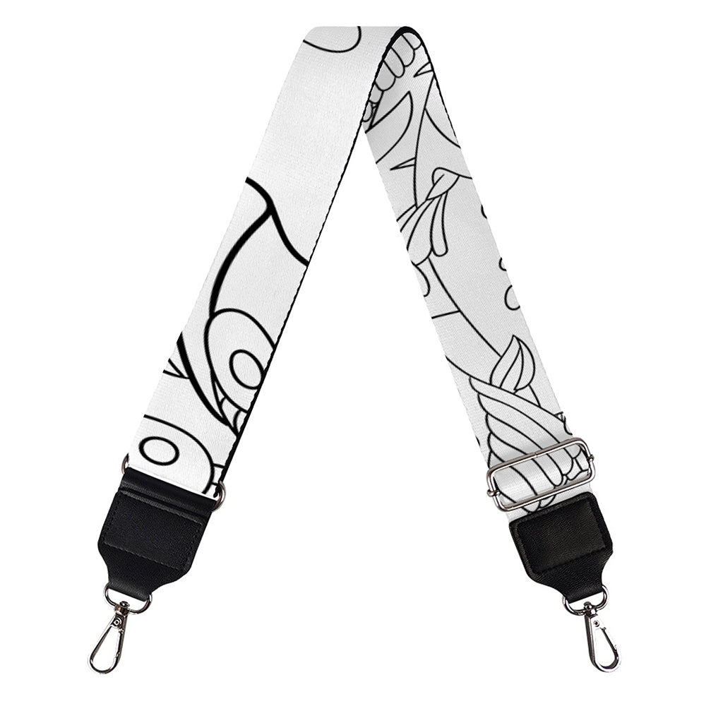 Black And White Seahorse Print Bag Strap