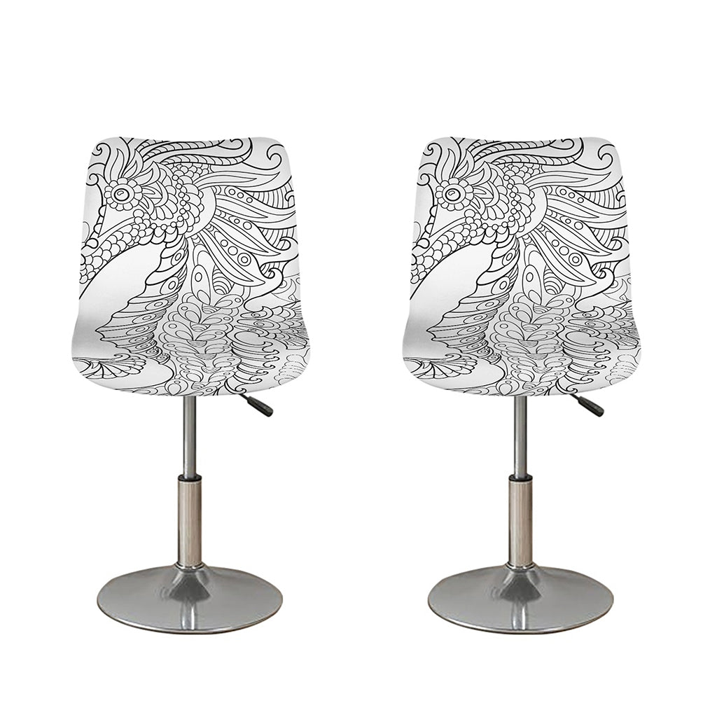 Black And White Seahorse Print Bar Stool Covers
