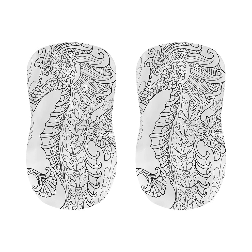 Black And White Seahorse Print Bar Stool Covers