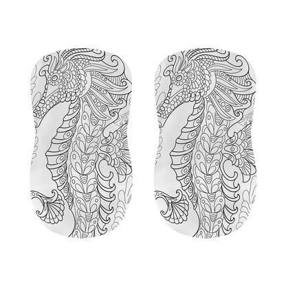 Black And White Seahorse Print Bar Stool Covers