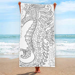 Black And White Seahorse Print Beach Towel