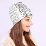Black And White Seahorse Print Beanie
