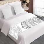 Black And White Seahorse Print Bed Runner