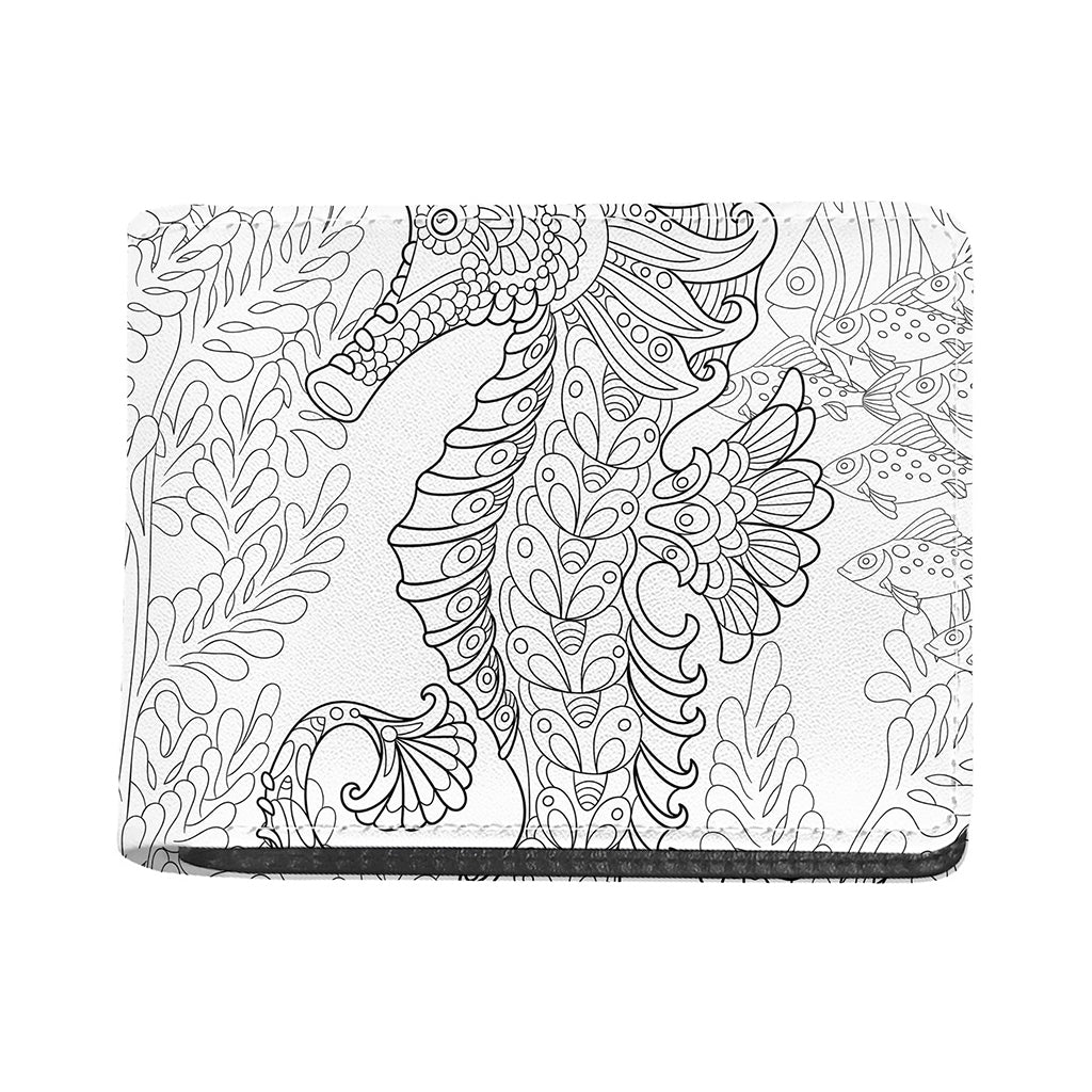 Black And White Seahorse Print Bifold Wallet