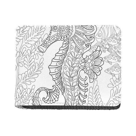 Black And White Seahorse Print Bifold Wallet