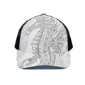 Black And White Seahorse Print Black Mesh Trucker Hat