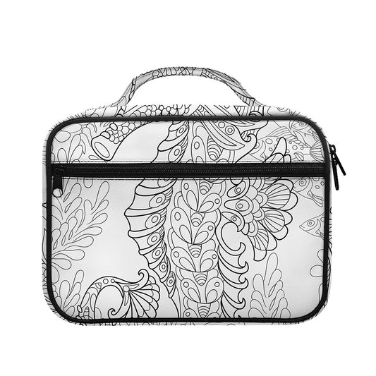 Black And White Seahorse Print Briefcase Bible Bag