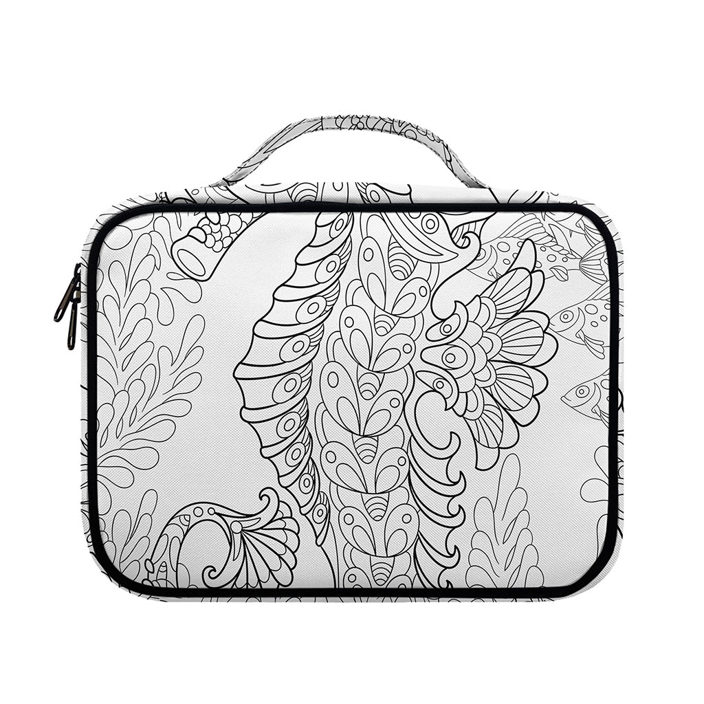 Black And White Seahorse Print Briefcase Bible Bag