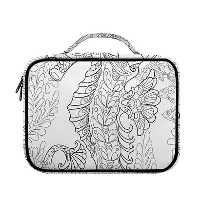 Black And White Seahorse Print Briefcase Bible Bag
