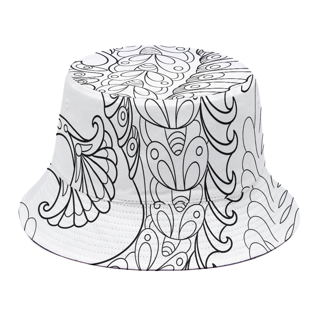 Black And White Seahorse Print Bucket Hat