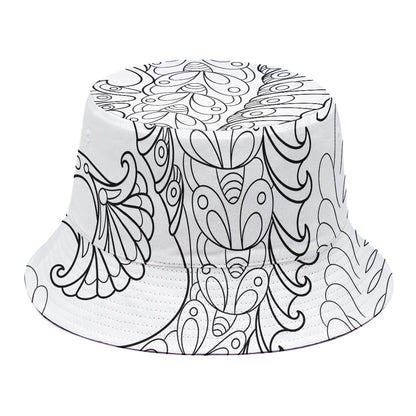 Black And White Seahorse Print Bucket Hat