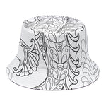 Black And White Seahorse Print Bucket Hat