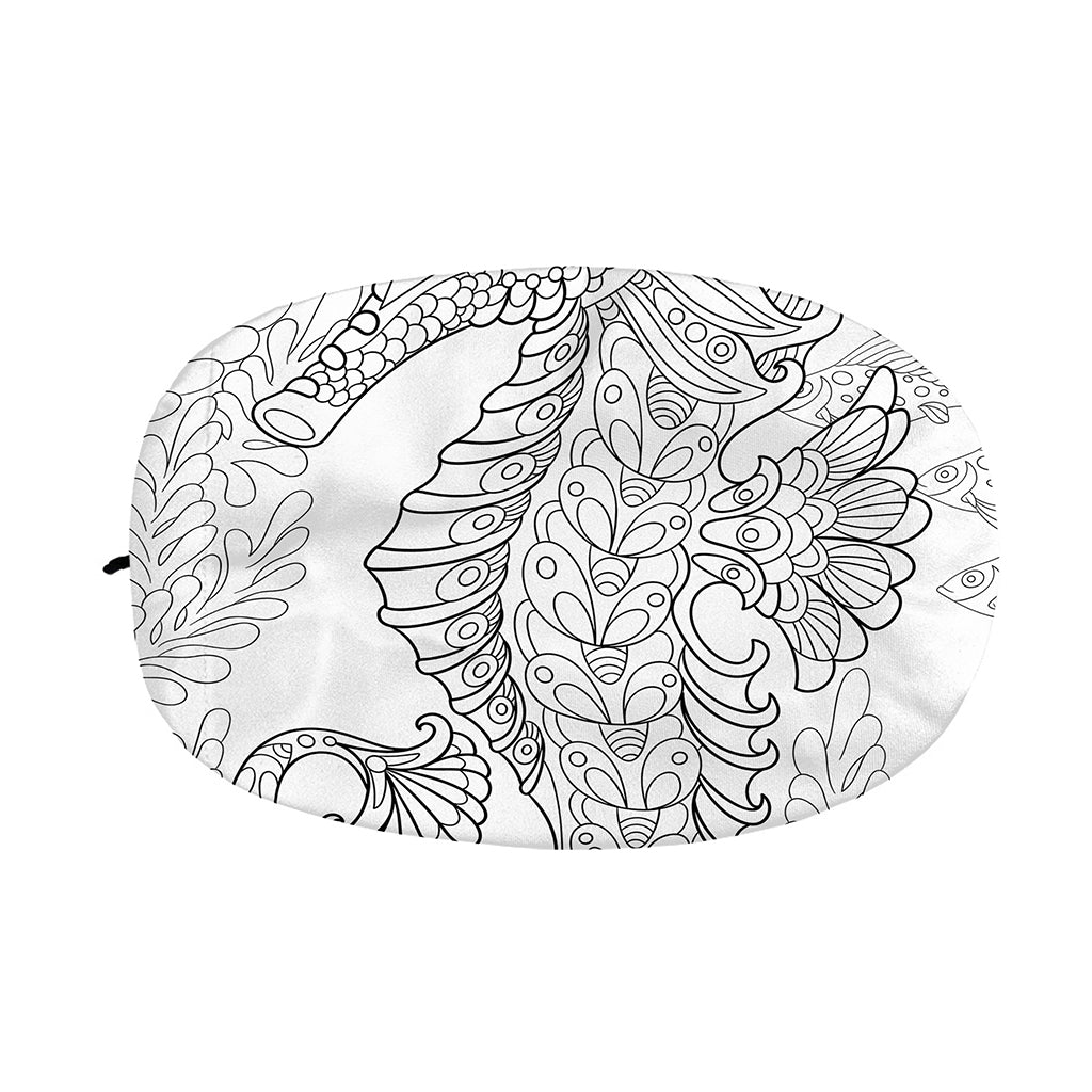 Black And White Seahorse Print Car Side Mirror Covers