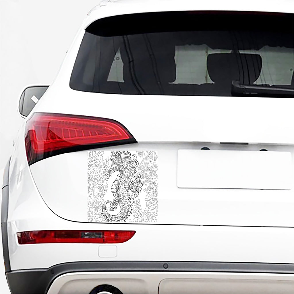 Black And White Seahorse Print Car Sticker