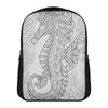 Black And White Seahorse Print Casual Backpack