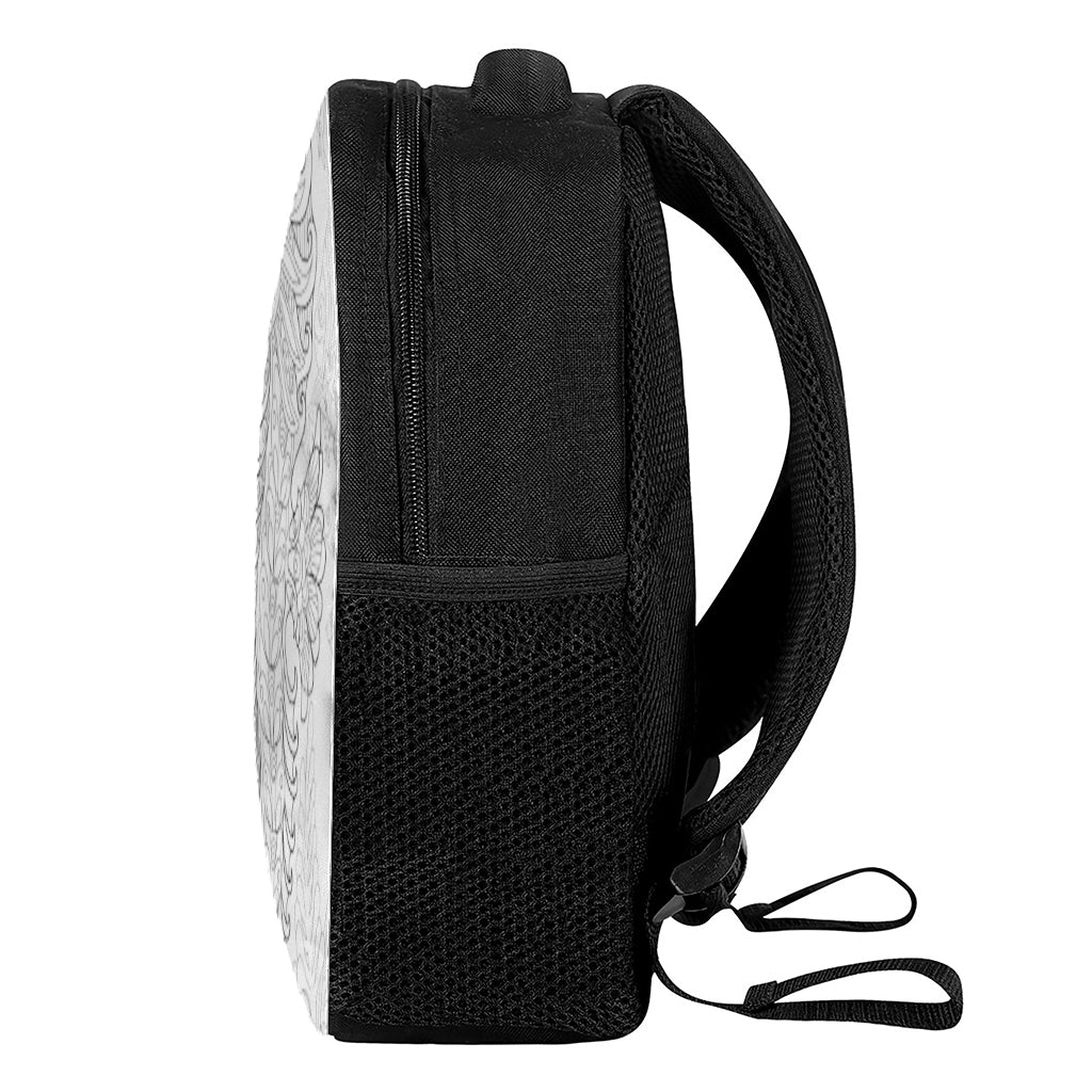 Black And White Seahorse Print Casual Backpack