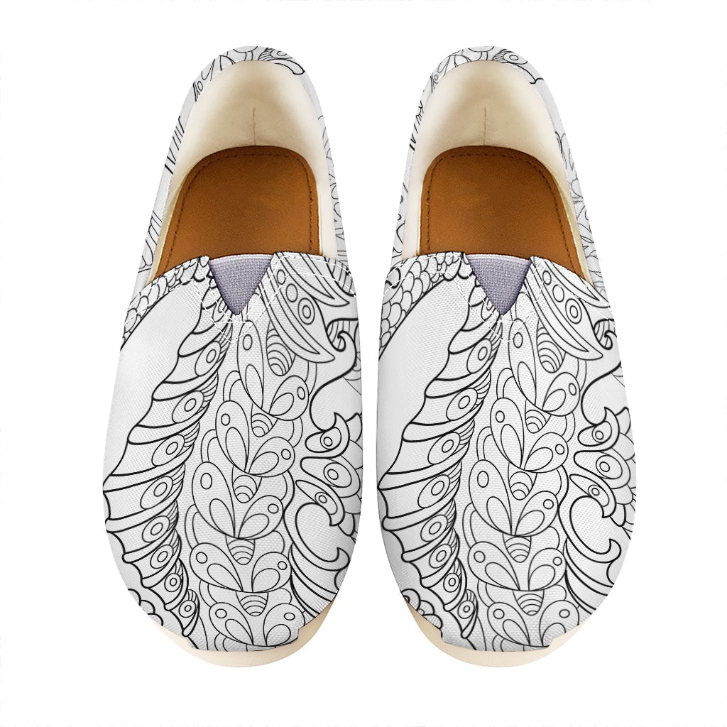 Black And White Seahorse Print Casual Shoes