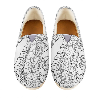 Black And White Seahorse Print Casual Shoes