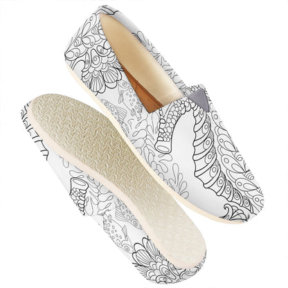 Black And White Seahorse Print Casual Shoes