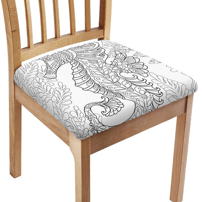 Black And White Seahorse Print Chair Cushion Cover