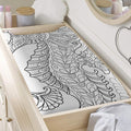 Black And White Seahorse Print Changing Pad Cover