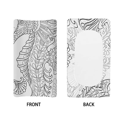 Black And White Seahorse Print Changing Pad Cover