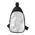 Black And White Seahorse Print Chest Bag
