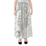 Black And White Seahorse Print Chiffon Maxi Skirt