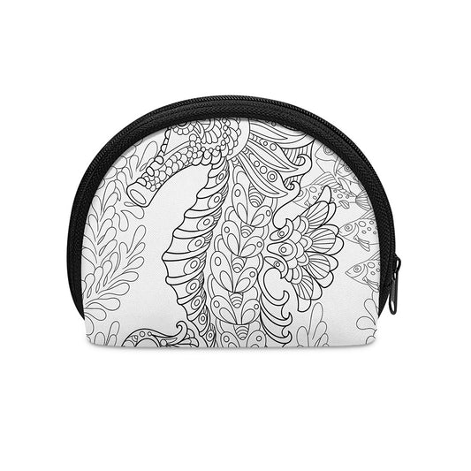 Black And White Seahorse Print Coin Purse