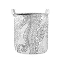Black And White Seahorse Print Collapsible Laundry Basket