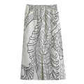Black And White Seahorse Print Cotton Front Slit Maxi Skirt