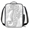 Black And White Seahorse Print Crossbody Lunch Bag