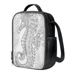 Black And White Seahorse Print Crossbody Lunch Bag
