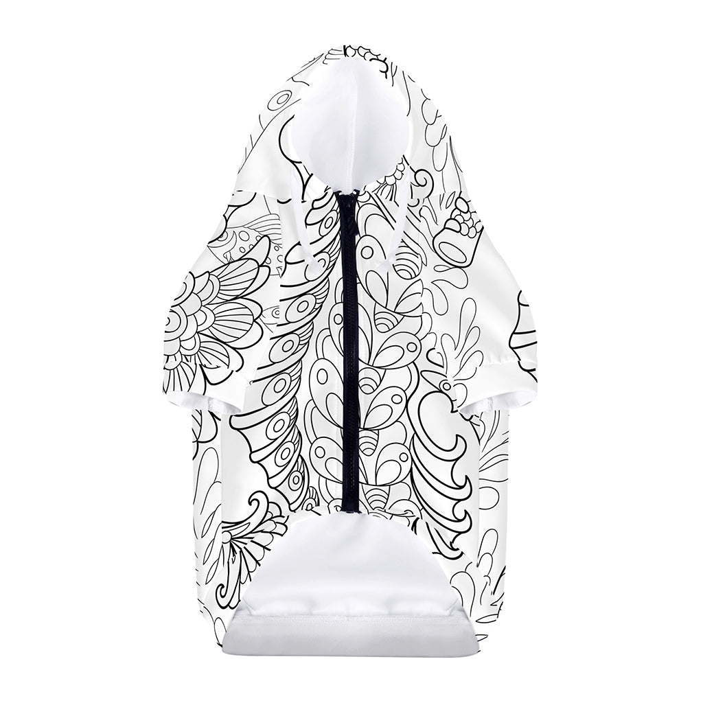 Black And White Seahorse Print Dog Zip Up Hoodie
