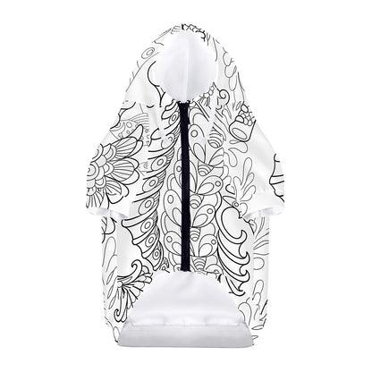 Black And White Seahorse Print Dog Zip Up Hoodie