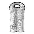 Black And White Seahorse Print Double Neoprene Wine Tote