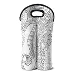 Black And White Seahorse Print Double Neoprene Wine Tote
