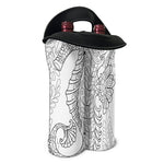 Black And White Seahorse Print Double Neoprene Wine Tote