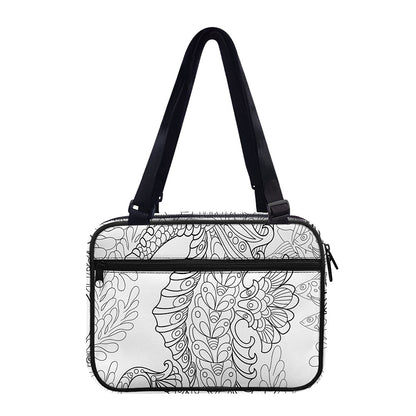 Black And White Seahorse Print Double Strap Bible Bag